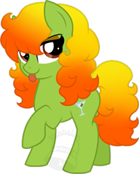 Size: 561x700 | Tagged: safe, artist:tambelon, oc, oc only, oc:olive garnish, species:earth pony, species:pony, female, mare, solo, tongue out, watermark