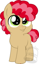 Size: 429x700 | Tagged: safe, artist:tambelon, oc, oc only, oc:candy apple, parent:babs seed, parent:twist, parents:babstwist, species:earth pony, species:pony, colt, magical lesbian spawn, male, offspring, simple background, solo, transparent background, watermark