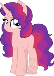 Size: 498x700 | Tagged: safe, artist:tambelon, oc, oc only, oc:rose wine, parent:starlight glimmer, parent:sunset shimmer, parents:shimmerglimmer, species:pony, species:unicorn, female, filly, magical lesbian spawn, offspring, simple background, solo, transparent background, watermark
