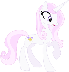 Size: 402x420 | Tagged: safe, artist:ra1nb0wk1tty, character:fleur-de-lis, species:pony, species:unicorn, female, simple background, skunk stripe, solo, white background