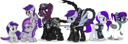 Size: 4789x1658 | Tagged: safe, artist:vector-brony, oc, oc only, oc:dawn enclave, oc:dusk, oc:lambent, oc:lucent, oc:moonshadow, oc:morning glory (project horizons), oc:sky striker, fallout equestria, fallout equestria: project horizons, absurd resolution, armor, enclave armor, family, grand pegasus enclave, power armor
