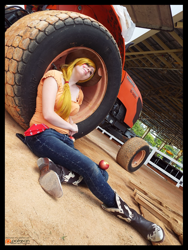 Size: 1728x2304 | Tagged: safe, artist:krazykari, character:applejack, species:human, clothing, cosplay, costume, irl, irl human, photo, solo, tractor