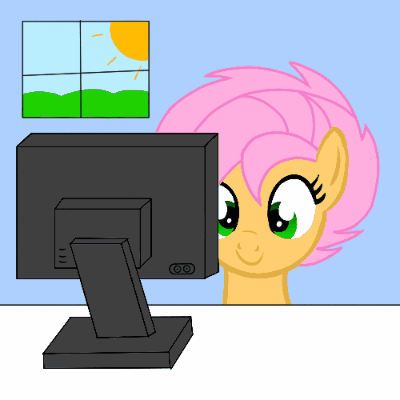 Size: 400x400 | Tagged: safe, artist:toyminator900, oc, oc only, oc:beauty cheat, species:pegasus, species:pony, animated, bags under eyes, bloodshot eyes, bust, computer, female, gif, mare, moon, night, portrait, punklight sparkle, smiling, solo, sun, window