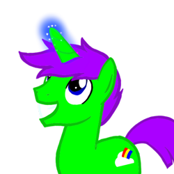 Size: 1000x1000 | Tagged: safe, artist:toyminator900, oc, oc only, oc:clever clop, species:pony, species:unicorn, glowing horn, magic, male, simple background, solo, transparent background