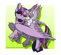 Size: 900x815 | Tagged: safe, artist:inuhoshi-to-darkpen, character:princess flurry heart, character:twilight sparkle, character:twilight sparkle (alicorn), species:alicorn, species:pony, episode:a flurry of emotions, g4, my little pony: friendship is magic, baby, baby pony, best aunt ever, cute, duo, eyes closed, feathered fetlocks, female, fluffy, flurrybetes, hug, mare, smiling, unshorn fetlocks