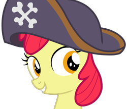 Size: 5000x4317 | Tagged: safe, artist:frownfactory, character:apple bloom, species:earth pony, species:pony, episode:hard to say anything, g4, my little pony: friendship is magic, absurd resolution, clothing, female, hat, pirate, pirate hat, simple background, solo, spyrate, transparent background, vector