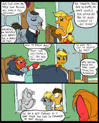 Size: 827x1025 | Tagged: safe, artist:metal-kitty, character:applejack, character:big mcintosh, character:derpy hooves, character:doctor whooves, character:time turner, species:earth pony, species:pony, comic:mlp project, comic, crossover, doctor who, gregory house, grimdark series, hospital, house m.d., male, ponified, stallion, the doctor, weeping angel