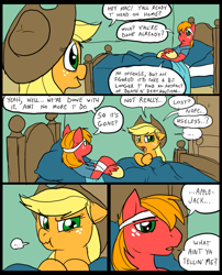Size: 827x1025 | Tagged: safe, artist:metal-kitty, character:applejack, character:big mcintosh, species:earth pony, species:pony, comic:mlp project, comic, grimdark series, hospital, male, scrunchy face, stallion