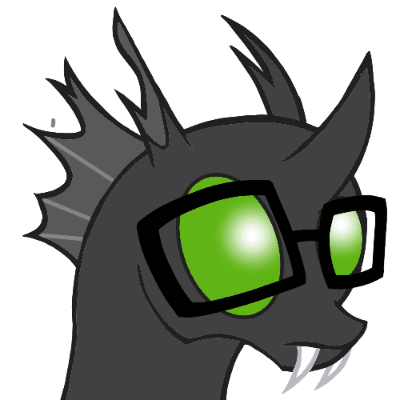 Size: 400x400 | Tagged: safe, artist:toyminator900, oc, oc only, oc:éling chang, species:changeling, animated, changeling loves watermelon, changeling oc, food, gif, glasses, green changeling, not blood, solo, watermelon