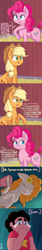 Size: 1024x6144 | Tagged: safe, artist:dsp2003, character:applejack, character:pear butter, character:pinkie pie, species:earth pony, species:human, species:pony, episode:the perfect pear, g4, my little pony: friendship is magic, spoilers for another series, absurd resolution, blushing, comic, crossover, crying, female, mare, parody, steven quartz universe, steven universe
