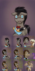 Size: 2250x4500 | Tagged: safe, artist:jitterbugjive, character:doctor whooves, character:time turner, character:twilight sparkle, oc, oc:lightning blitz, oc:sandy hooves, parent:rain catcher, parent:scootaloo, parents:catcherloo, species:earth pony, species:pegasus, species:pony, species:unicorn, absurd resolution, ask discorded whooves, ask pregnant scootaloo, baby, baby pony, chewing, colt, comic, crying, dialogue, discord whooves, discorded, doctwi, eating, female, holding a pony, male, miss twilight sparkle, offspring, onesie, shipping, straight, the doctor