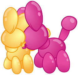 Size: 3125x3000 | Tagged: safe, artist:cheezedoodle96, derpibooru original, oc, oc:britney, species:pony, my little pony: the movie (2017), .svg available, balloon, balloon animal, brian (balloon animal), bribri, canon x oc, cargo ship, cuddling, eye contact, female, looking at each other, male, nuzzling, shipping, simple background, straight, svg, transparent background, vector