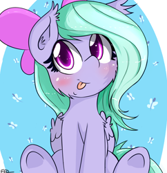 Size: 2200x2270 | Tagged: safe, artist:freefraq, character:flitter, species:pony, blep, blushing, cute, female, flitterbetes, freefraq is trying to murder us, sitting, solo, tongue out, underhoof