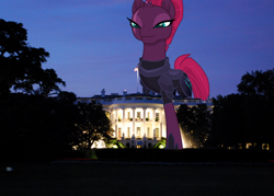 Size: 1500x1071 | Tagged: safe, artist:cheezedoodle96, artist:cmwaters, character:tempest shadow, species:pony, my little pony: the movie (2017), armor, broken horn, female, giant pony, macro, mare, solo, white house