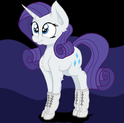 Size: 1245x1237 | Tagged: safe, artist:paskanaakka, derpibooru original, character:rarity, species:pony, species:unicorn, abstract background, boots, chest fluff, ear fluff, female, hoof boots, mare, shoes, smiling, solo