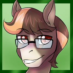 Size: 750x750 | Tagged: safe, artist:jitterbugjive, oc, oc only, oc:love letter (masque), species:pegasus, species:pony, g4, bust, close-up, glasses, icon, male, portrait, simple background, solo