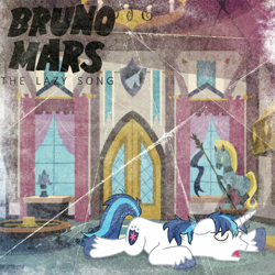 Size: 800x800 | Tagged: safe, artist:luckreza8, artist:penguinsn1fan, character:shining armor, species:pony, bruno mars, cover, male, parody, sleeping, solo
