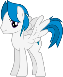 Size: 2093x2546 | Tagged: safe, artist:frownfactory, oc, oc only, oc:stratagem, species:pegasus, species:pony, .svg available, blue hair, blue mane, blue tail, male, purple eyes, simple background, smiling, solo, stallion, svg, transparent background, vector, wings