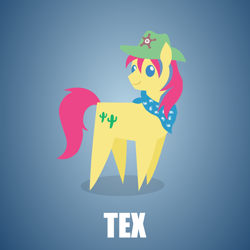 Size: 1280x1280 | Tagged: safe, artist:aha-mccoy, character:tex (g1), species:earth pony, species:pony, g1, bandana, clothing, cowboy hat, g1 to g4, generation leap, hat, looking back, male, pointy ponies, solo, stallion