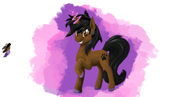 Size: 3840x2160 | Tagged: safe, artist:phenya, oc, oc only, oc:ruru, species:pony, black mane, pink background, simple background