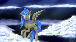 Size: 1920x1080 | Tagged: safe, artist:phenya, oc, oc only, species:pegasus, species:pony, cloud, crying, moonlight, night