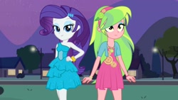 Size: 1920x1080 | Tagged: safe, artist:edwardp31, artist:ponyvio, artist:xebck, character:lemon zest, character:rarity, my little pony:equestria girls, clothing, dress, duo, fall formal outfits, female