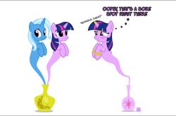 Size: 1048x692 | Tagged: safe, artist:navitaserussirus, character:trixie, character:twilight sparkle, species:pony, ship:twixie, cropped, female, genie, lesbian, shipping