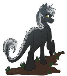 Size: 880x1000 | Tagged: safe, artist:sunny way, rcf community, oc, oc only, oc:hara, species:earth pony, species:pony, augmented tail, colored, colored lineart, commission, cute, female, mare, monster pony, original species, raised hoof, simple background, solo, tail, tatzlpony, transparent background, underhoof, walking