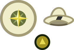 Size: 1745x1180 | Tagged: safe, artist:cheezedoodle96, episode:stranger than fanfiction, .svg available, badge, clothing, compass rose, daring do costume, hat, no pony, pith helmet, simple background, svg, transparent background, vector