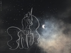 Size: 1152x864 | Tagged: safe, artist:dsp2003, artist:dtcx97, character:princess celestia, species:alicorn, species:pony, collage, eclipse, female, frog (hoof), irl, mare, photo, raised hoof, sketch, solar eclipse, stars, synthwave, underhoof