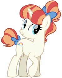 Size: 2400x3000 | Tagged: safe, artist:cheezedoodle96, character:rainbow stars, species:pony, species:unicorn, .svg available, background pony, bow, female, hair bow, hair bun, happy, looking at you, mare, raised hoof, simple background, smiling, solo, svg, tail bow, tail bun, transparent background, vector