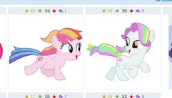 Size: 517x294 | Tagged: safe, artist:cheezedoodle96, character:coconut cream, character:toola roola, species:pony, derpibooru, episode:fame and misfortune, g4, my little pony: friendship is magic, forced juxtaposition, juxtaposition, juxtaposition win, meme, meta, vector