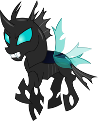 Size: 2687x3318 | Tagged: safe, artist:frownfactory, species:changeling, .svg available, angry, horn, simple background, solo, svg, transparent background, vector, wings