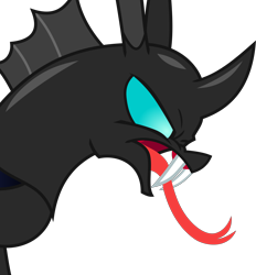 Size: 5008x5393 | Tagged: safe, artist:frownfactory, character:thorax, species:changeling, episode:the times they are a changeling, g4, my little pony: friendship is magic, .svg available, absurd resolution, angry, horn, long tongue, male, simple background, solo, svg, tongue out, transparent background, vector