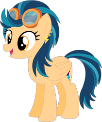 Size: 1024x1220 | Tagged: safe, artist:ra1nb0wk1tty, character:indigo zap, species:pegasus, species:pony, ear piercing, equestria girls ponified, female, goggles, mare, piercing, ponified, simple background, solo, transparent background