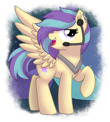 Size: 809x900 | Tagged: safe, artist:tambelon, oc, oc only, oc:roxie star, species:pegasus, species:pony, ear piercing, female, headphones, mare, piercing, simple background, solo, transparent background, watermark