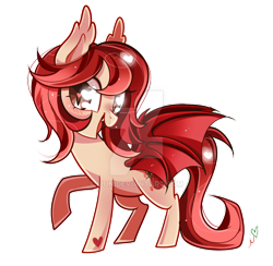 Size: 800x782 | Tagged: safe, artist:ipun, oc, oc only, oc:lychee, species:bat pony, species:pony, female, heart eyes, mare, simple background, solo, transparent background, watermark, wingding eyes