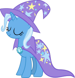 Size: 1785x1844 | Tagged: safe, artist:frownfactory, character:trixie, species:pony, species:unicorn, episode:to change a changeling, g4, my little pony: friendship is magic, .svg available, cape, clothing, eyes closed, female, hat, horn, mare, simple background, solo, svg, transparent background, trixie's cape, trixie's hat, vector
