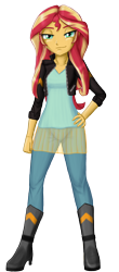 Size: 1788x4047 | Tagged: safe, alternate version, artist:artemis-polara, character:sunset shimmer, my little pony:equestria girls, absurd resolution, boots, clothing, female, high heel boots, jacket, leather jacket, leggings, shoes, simple background, solo, transparent background