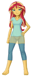 Size: 1788x4047 | Tagged: safe, alternate version, artist:artemis-polara, character:sunset shimmer, my little pony:equestria girls, barefoot, feet, female, simple background, smiling, solo, transparent background