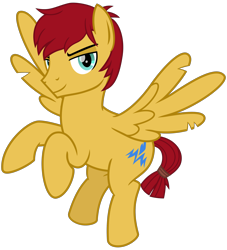 Size: 2450x2700 | Tagged: safe, alternate version, artist:cheezedoodle96, character:flash magnus, species:pegasus, species:pony, episode:campfire tales, episode:shadow play, g4, my little pony: friendship is magic, .svg available, flying, lidded eyes, looking at you, male, missing accessory, rearing, simple background, smiling, solo, stallion, svg, torn wings, transparent background, vector