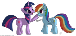 Size: 2000x956 | Tagged: safe, artist:skipsy, character:rainbow dash, character:twilight sparkle, species:pegasus, species:pony, species:unicorn, ship:twidash, boop, cute, female, lesbian, mare, shipping, simple background, transparent background