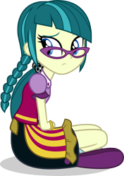 Size: 7000x9960 | Tagged: safe, artist:luckreza8, character:juniper montage, equestria girls:mirror magic, g4, my little pony: equestria girls, my little pony:equestria girls, spoiler:eqg specials, absurd resolution, braid, clothing, female, flats, glasses, sad, shoes, simple background, solo, transparent background, vector