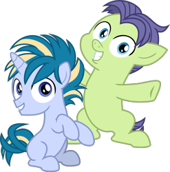 Size: 6934x7021 | Tagged: safe, artist:frownfactory, character:cucumber seed, character:skeedaddle, species:earth pony, species:pony, species:unicorn, episode:marks and recreation, g4, my little pony: friendship is magic, absurd resolution, colt, male, simple background, transparent background, vector