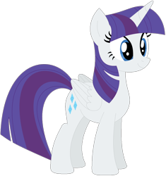Size: 1024x1091 | Tagged: safe, artist:ra1nb0wk1tty, character:rarity, character:twilight sparkle, character:twilight sparkle (alicorn), species:alicorn, species:pony, female, mare, palette swap, recolor, simple background, smiling, solo, transparent background