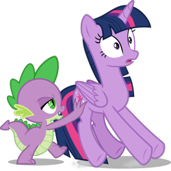 Size: 3670x3656 | Tagged: safe, artist:frownfactory, character:spike, character:twilight sparkle, character:twilight sparkle (alicorn), species:alicorn, species:dragon, species:pony, episode:once upon a zeppelin, g4, my little pony: friendship is magic, .svg available, butt touch, female, hand on butt, horn, male, mare, pushing, rump push, simple background, svg, transparent background, underhoof, vector, wings