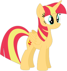 Size: 1024x1091 | Tagged: safe, artist:ra1nb0wk1tty, character:sunset shimmer, character:twilight sparkle, character:twilight sparkle (alicorn), species:alicorn, species:pony, female, mare, recolor, simple background, solo, transparent background