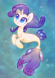 Size: 1800x2520 | Tagged: safe, artist:dawnfire, character:rarity, species:pony, species:seapony (g4), species:unicorn, my little pony: the movie (2017), cute, female, raribetes, seaponified, seapony rarity, smiling, solo, species swap