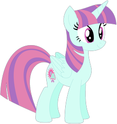Size: 1024x1091 | Tagged: safe, artist:ra1nb0wk1tty, character:sunny flare, character:twilight sparkle, character:twilight sparkle (alicorn), species:alicorn, species:pony, female, mare, recolor, simple background, solo, transparent background