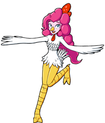Size: 2795x3272 | Tagged: safe, artist:artemis-polara, character:pinkie pie, my little pony:equestria girls, animal costume, chicken suit, clothing, costume, female, open mouth, simple background, solo, transparent background